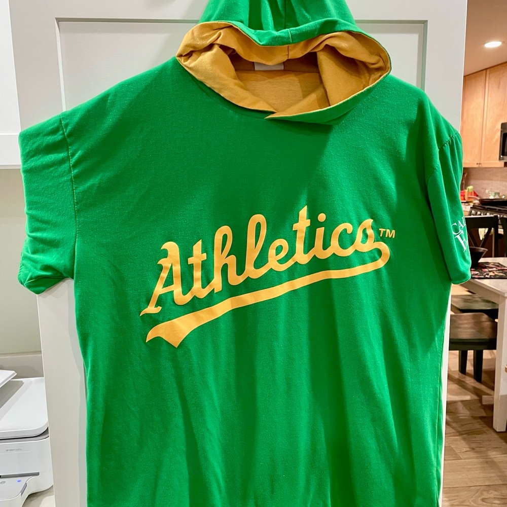 Green and Yellow Reversible Short Sleeve Athletics Hoodie